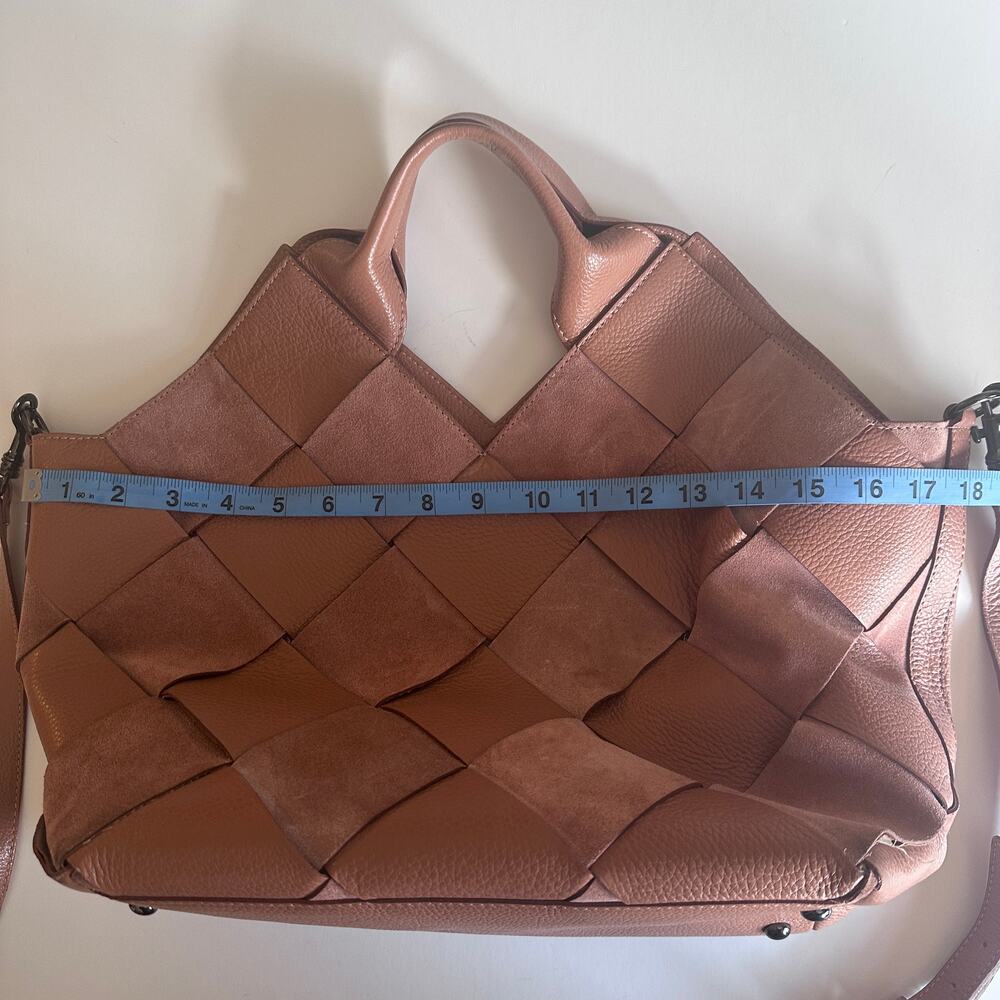 Iacucci Leather & Suede Woven Bag Hobo Purse Made in Italy Neutral Pink - Picture 9 of 11
